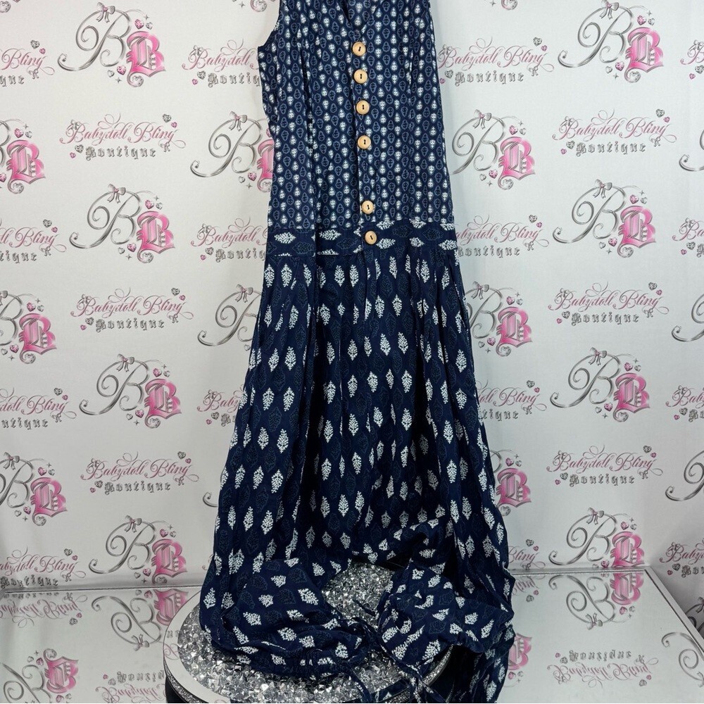Desi weavess one piece jumper pants suit Blue Sleeveless Button-Down collared - Picture 2 of 16